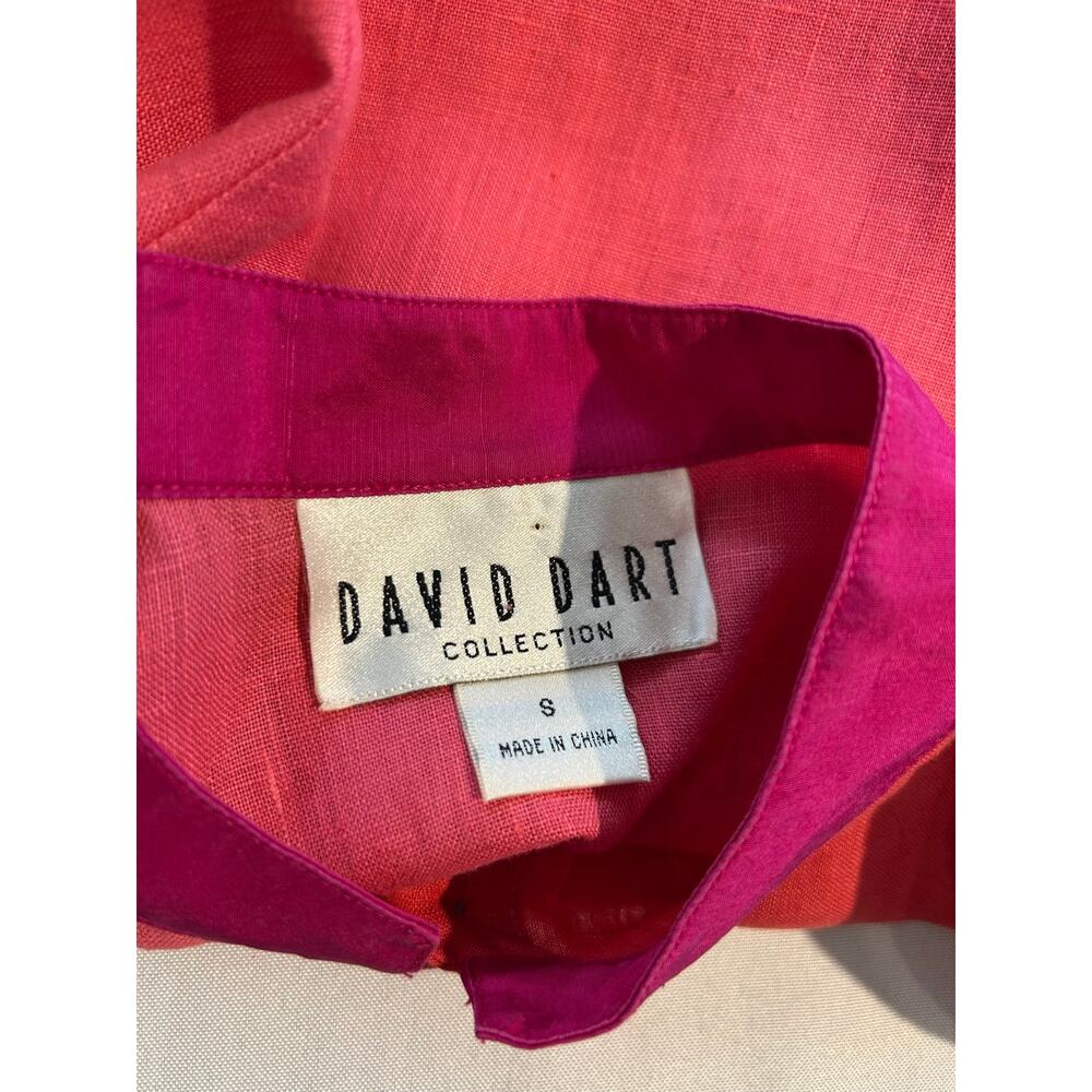 David Dart 100% Linen Button Up Top Patchwork Fuchsia Pink Small - Picture 7 of 12